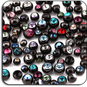 VALUE PACK OF MIX BLACKLINE SURGICAL STEEL JEWELLED BALLS FOR 1.6MM - PACK OF 1000 PCS