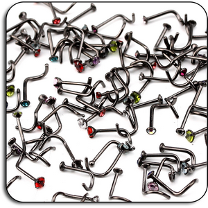 VALUE PACK OF MIX BLACK PVD SURGICAL STEEL NOSE STUDS - PACK OF 1000 PCS