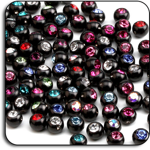 VALUE PACK OF MIX BLACKLINE SURGICAL STEEL JEWELLED BALLS FOR BALL CLOSURE RING - PACK OF 1000 PCS