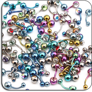 VALUE PACK OF MIX TITANIUM JEWELLED NAVEL BANANAS - PACK OF 200 PCS