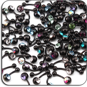 VALUE PACK OF MIX BLACKLINE TITANIUM JEWELLED NAVEL BANANAS - PACK OF 200 PCS