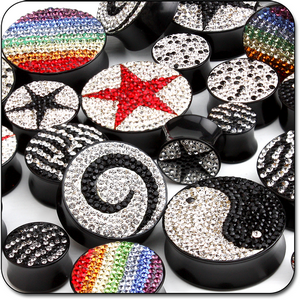 VALUE PACK OF MIX UV ACRYLIC CRYSTALINE DOUBLE FLARED PLUGS - PACK OF 100 PCS