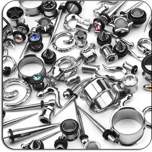 VALUE PACK OF MIX SURGICAL STEEL EXPANDERS PLUGS TUNNELS AND SPIRALS - PACK OF 200 PCS