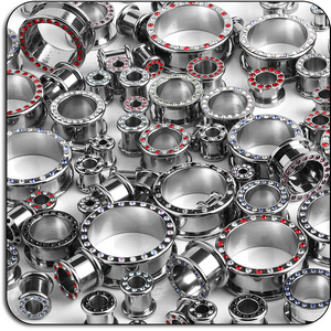 VALUE PACK OF MIX SURGICAL STEEL JEWELLED TUNNELS - PACK OF 100 PCS
