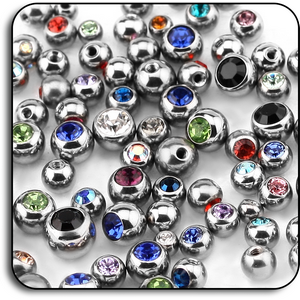 VALUE PACK OF MIX SURGICAL STEEL JEWELLED BALLS FOR 1.2MM - PACK OF 1000 PCS