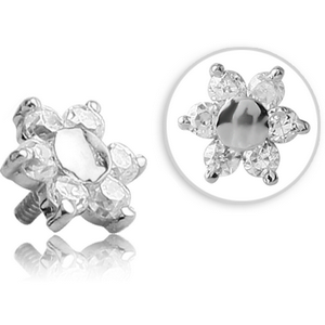 14K WHITE GOLD JEWELLED ATTACHMENT FOR 1.2MM INTERNALLY THREADED PINS