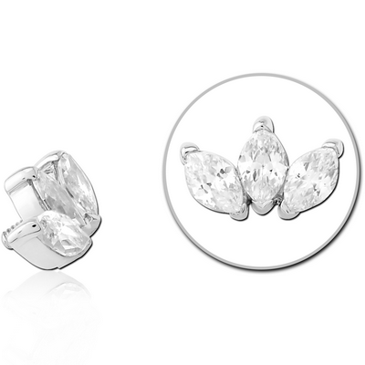 14K WHITE GOLD JEWELLED ATTACHMENT FOR 1.2MM INTERNALLY THREADED PINS