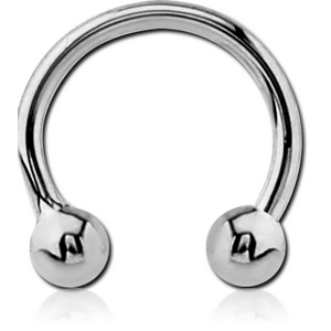 14K WHITE GOLD MICRO CIRCULAR BARBELL WITH HOLLOW BALL