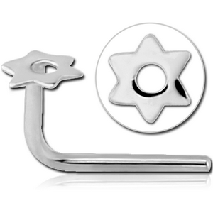14K WHITE GOLD 90 DEGREE STAR OF DAVID NOSE STUD