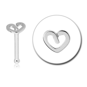 14K WHITE GOLD NOSE BONE - HEART