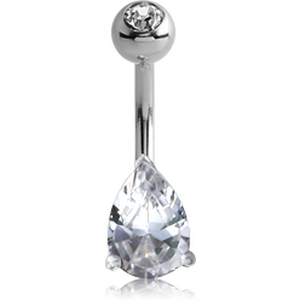 18K WHITE GOLD SWAROVSKI CRYSTAL JEWELLED FASHION NAVEL BANANA WITH SWAROVSKI CRYSTAL JEWELLED TOP BALL