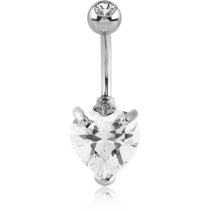 18K WHITE GOLD JEWELLED FASHION NAVEL BANANA WITH JEWELLED TOP BALL