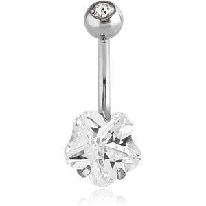 18K WHITE GOLD SWAROVSKI CRYSTAL JEWELLED FASHION NAVEL BANANA WITH SWAROVSKI CRYSTAL JEWELLED TOP BALL