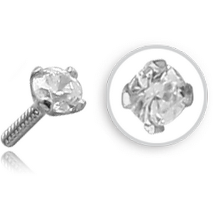 18K WHITE GOLD PRONG SET 1.75MM CZ ATTACHMENT FOR BIOFLEX INTERNAL NOSE STUD