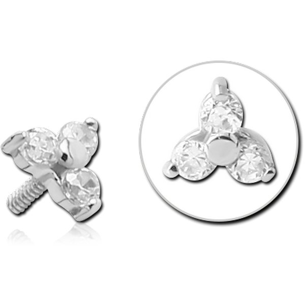 18K WHITE GOLD CLUB JEWELLED ATTACHMENT FOR 1.2MM INTERNALLY THREADED PINS
