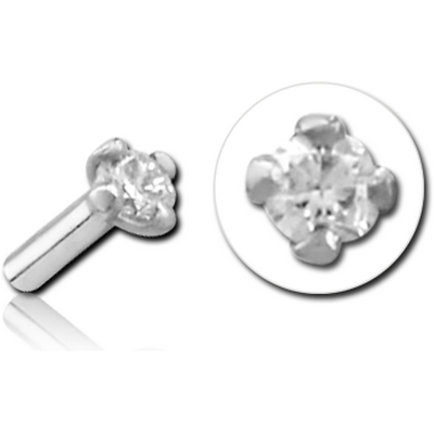 18K WHITE GOLD PRONG SET DIAMOND PUSH FIT ATTACHMENT FOR BIOFLEX INTERNAL LABRET