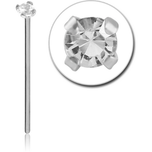 18K WHITE GOLD STRAIGHT 19MM LARGE NOSE STUD WITH 2.5MM PRONG SET DIAMOND
