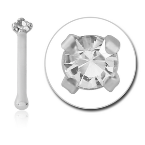 18K WHITE GOLD 1.5MM PRONG SET CZ NOSE BONE