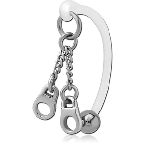 BIOFLEX VERTICAL HOOD BANANAS WITH SURGICAL STEEL CHARMS - CAN BE CUT TO SIZE - HANDCUFFS