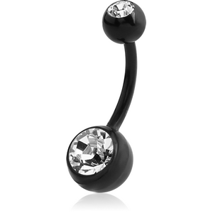 BIOFLEX JEWELLED NAVEL BANANA WITH JEWELLED BLACK PVD TITANIUM BALL