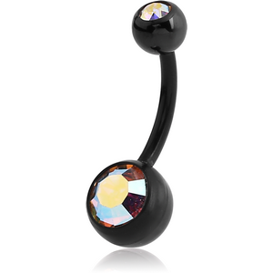 BIOFLEX JEWELLED NAVEL BANANA WITH JEWELLED BLACK PVD BALL