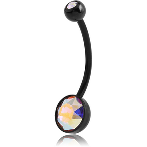 BIOFLEX JEWELLED CUP NAVEL BANANA WITH BLACK PVD JEWELLED BALL