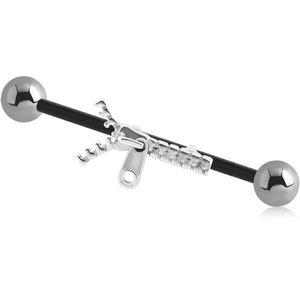 BIOFLEX INDUSTRIAL BARBELL ADJUSTABLE SLIDING CHARM WITH STEEL BALLS