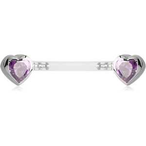 BIOFLEX PUSH FIT JEWELLED NIPPLE BARBELL - HEARTS