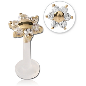 BIOFLEX INTERNAL LABRET WITH 18K GOLD JEWELLED ATTACHMENT