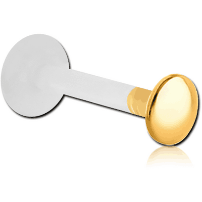BIOFLEX INTERNAL LABRET WITH GOLD PVD COATED SURGICAL STEEL DISC