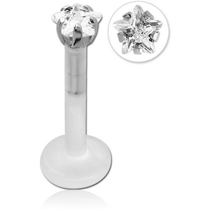 BIOFLEX INTERNAL LABRET WITH PRONG SET STAR JEWEL ATTACHMENT