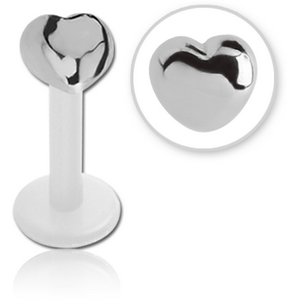 BIOFLEX INTERNAL LABRET WITH SURGICAL STEEL ATTACHMENT -HEART