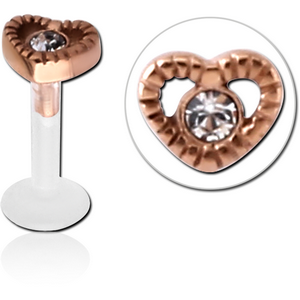 BIOFLEX INTERNAL LABRET WITH ROSE GOLD PVD COATED SURGICAL STEEL JEWELLED ATTACHMENT