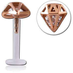 BIOFLEX INTERNAL LABRET WITH ROSE GOLD PVD COATED SURGICAL STEEL JEWELLED ATTACHMENT