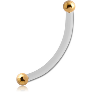 BIOFLEX INTERNAL CURVED MICRO BARBELL WITH INTERNALLY THREADED GOLD PLATED SURGICAL STEEL BALLS