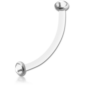 BIOFLEX INTERNAL CURVED MICRO BARBELL WITH SURGICAL STEEL PUSH FIT JEWELLED DISCS