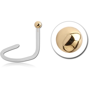 BIOFLEX INTERNAL CURVED NOSE STUD WITH 18K GOLD ATTACHMENT