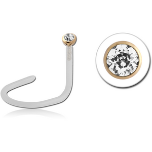 BIOFLEX INTERNAL CURVED NOSE STUD WITH 18K GOLD JEWELLED ATTACHMENT