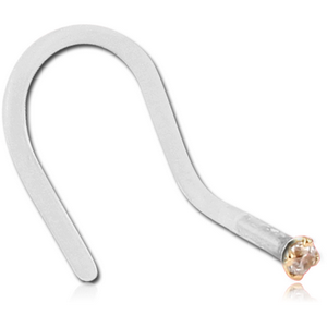 BIOFLEX INTERNAL CURVED NOSE STUD WITH 18K GOLD PRONG SET JEWELLED ATTACHMENT