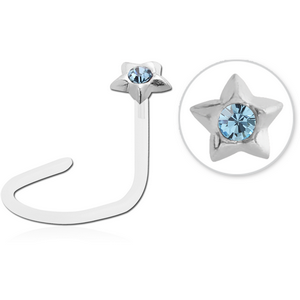 BIOFLEX INTERNAL CURVED NOSE STUD WITH SILVER PRONG SET JEWELLED ATTACHMENT