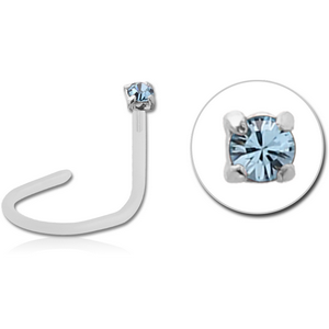 BIOFLEX INTERNAL CURVED NOSE STUD WITH SILVER PRONG SET JEWELLED ATTACHMENT