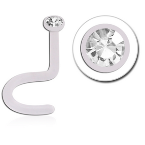 BIOFLEX SWAROVSKI CRYSTAL JEWELLED CURVED NOSE STUD WITH GLUED STONE