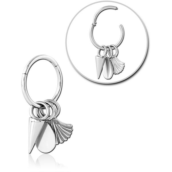 STERILE SURGICAL STEEL HINGED SEGMENT RING WITH CHARM