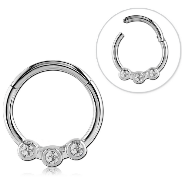 STERILE SURGICAL STEEL ROUND JEWELLED HINGED SEGMENT RING