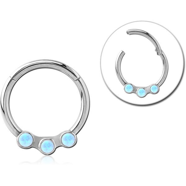 STERILE SURGICAL STEEL ROUND SYNTHETIC OPAL HINGED SEGMENT RING