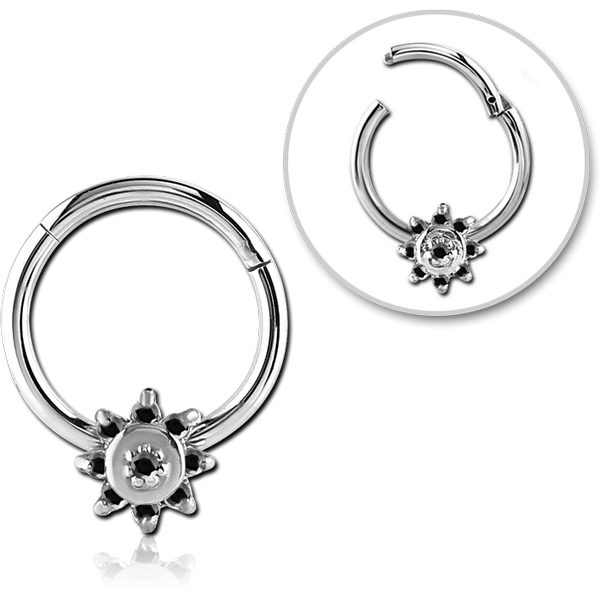 STERILE SURGICAL STEEL ROUND JEWELLED HINGED SEGMENT RING