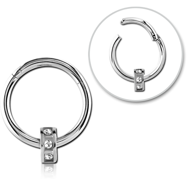 STERILE SURGICAL STEEL ROUND JEWELLED HINGED SEGMENT RING