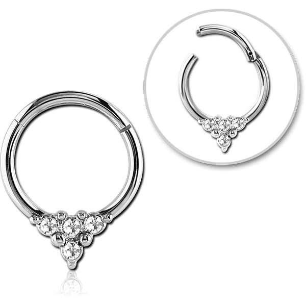 STERILE SURGICAL STEEL ROUND JEWELLED HINGED SEGMENT RING