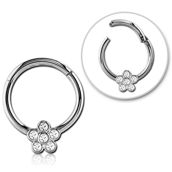 STERILE SURGICAL STEEL ROUND JEWELLED HINGED SEGMENT RING