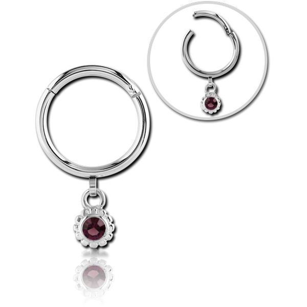 STERILE SURGICAL STEEL ROUND JEWELLED HINGED SEGMENT RING